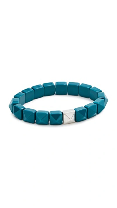 Isabel Marant Resin Bracelet In Dark Green/silver