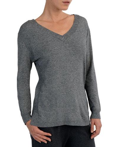 Eleventy V-neck Mixed-yarn Sweater In Gray | ModeSens
