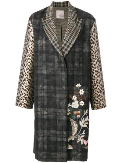Antonio Marras Embroidered Mixed Coat In Brown