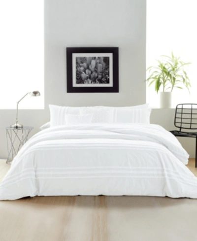 Dkny Chenille Stripe Full/queen Comforter Set Bedding In White