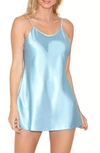 Icollection Satin Chemise In Light Blue