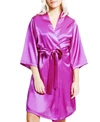 Icollection Long Sleeve Satin Robe In Purple