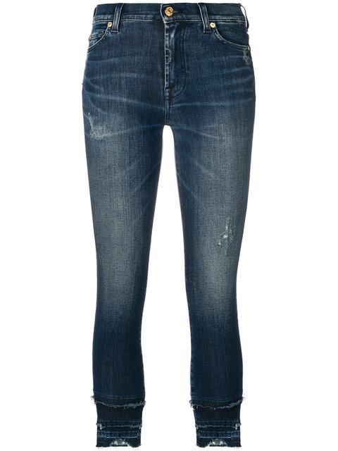 7 For All Mankind Cropped Jeans In Blue | ModeSens