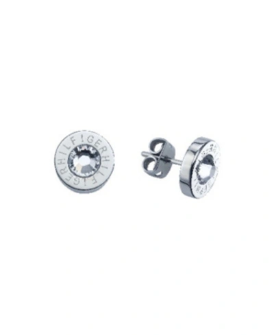 Tommy Hilfiger Th Logo Stud Earrings - Atterley In Silver-tone