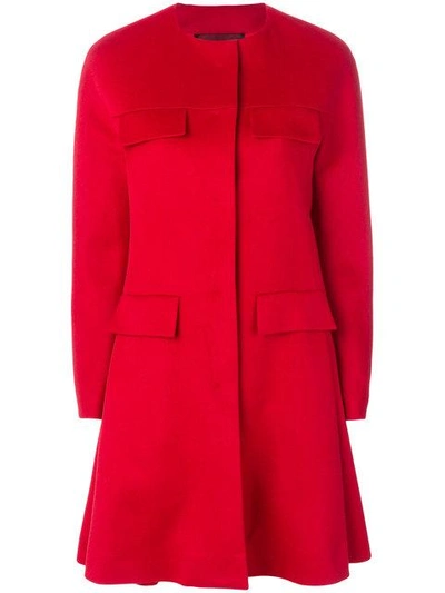 Giambattista Valli Collarless Flare Coat - Red