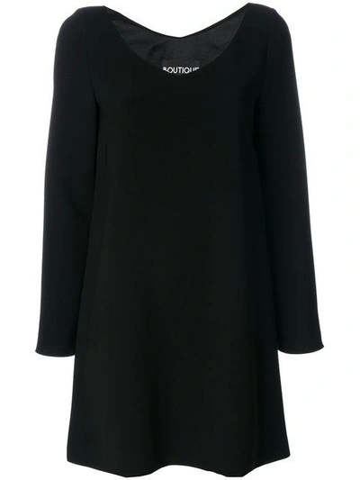 Boutique Moschino Buttoned Sleeve V-neck Dress In Black
