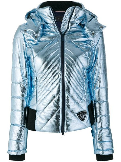 Rossignol Audrey Metallic Down Jacket In Metallic Light Blue