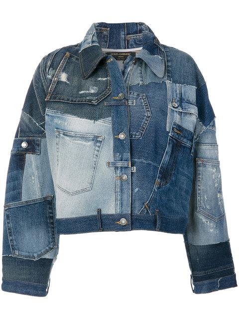 Dolce & Gabbana Distressed Patchwork Denim Jacket In Blue Multicolor ...