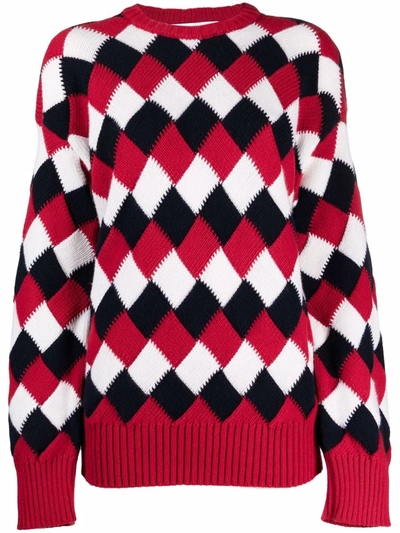 Ami Amalia Argyle-knit Merino Sweater In Rot