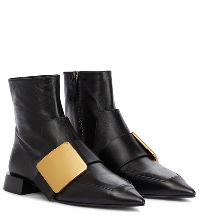 Jil Sander Buckle-detail Pointed Ankle Boots In Black