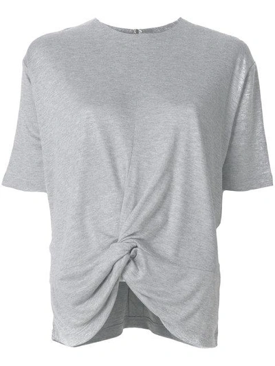 Victoria Victoria Beckham Knotted-side Cotton T-shirt In Light Gray