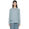 Marc Jacobs Blue & White 'the Striped T-shirt' Long Sleeve T-shirt