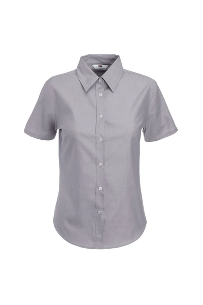 Fruit Of The Loom Ladies Lady-fit Short Sleeve Oxford Shirt (oxford Grey)