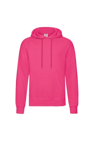 Fruit Of The Loom Mens Hooded Sweatshirt/hoodie (fuchsia) In Pink