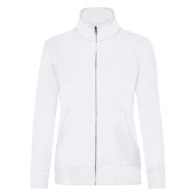 Fruit Of The Loom Ladies/womens Lady-fit Sweatshirt Jacket (white)