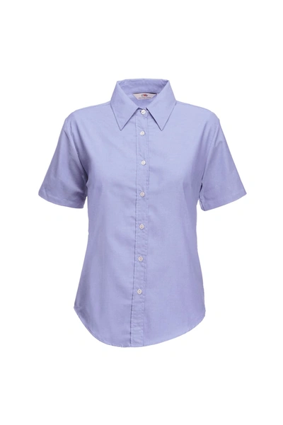 Fruit Of The Loom Ladies Lady-fit Short Sleeve Oxford Shirt (oxford Blue)