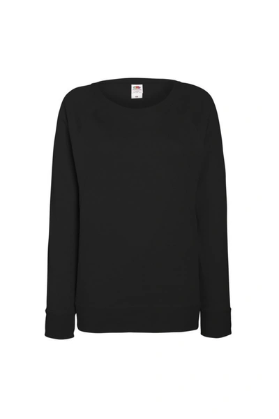 Fruit Of The Loom Ladies Fitted Lightweight Raglan Sweatshirt (240 Gsm) (black)
