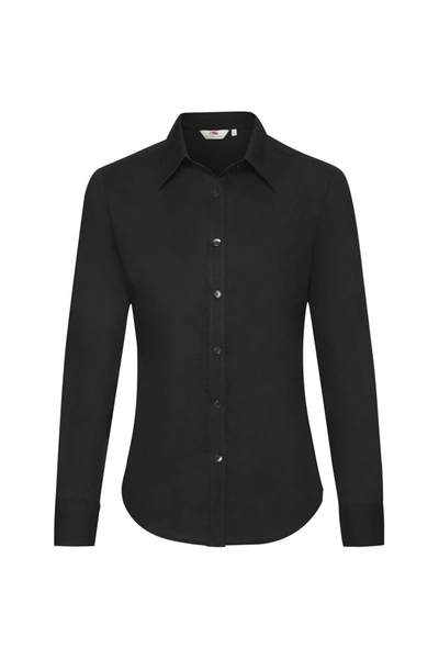 Fruit Of The Loom Ladies Lady-fit Long Sleeve Oxford Shirt (black)