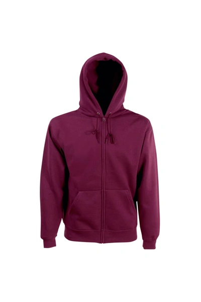 Fruit Of The Loom Mens Hooded Sweatshirt Jacket (burgundy) In Purple