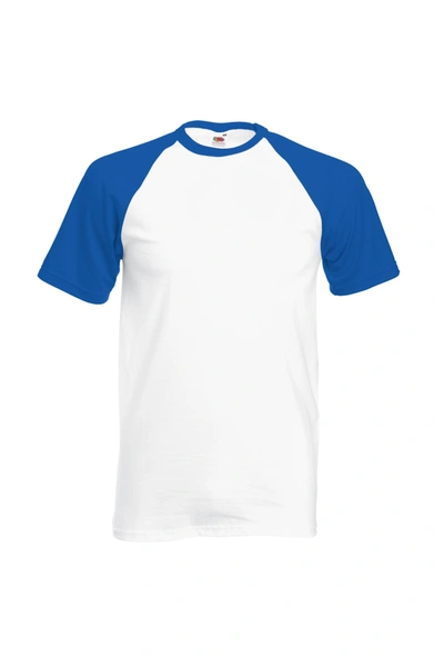 Fruit Of The Loom Mens Short Sleeve Baseball T-shirt (white/royal Blue)