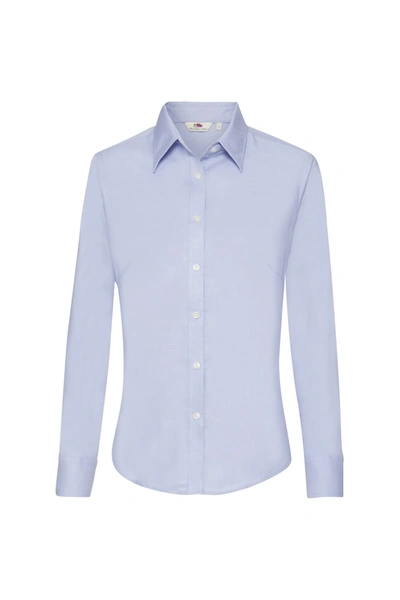 Fruit Of The Loom Ladies Lady-fit Long Sleeve Oxford Shirt (oxford Blue)