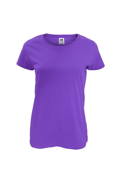 Fruit Of The Loom Womens/ladies Short Sleeve Lady-fit Original T-shirt In Purple