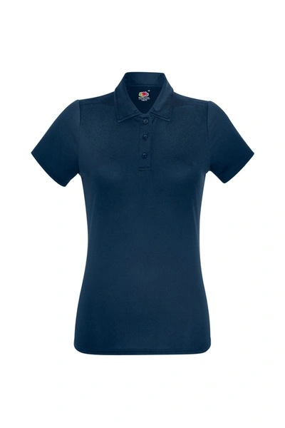 Fruit Of The Loom Womens/ladies Short Sleeve Moisture Wicking Polo Shirt (deep Nav In Blue