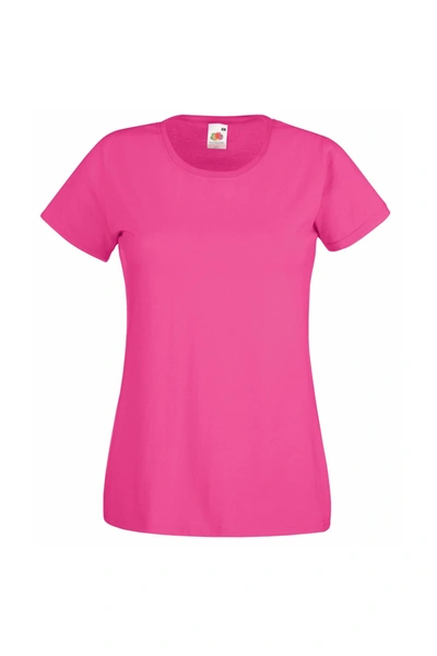 Fruit Of The Loom Womens/ladies Short Sleeve Lady-fit Original T-shirt In Pink