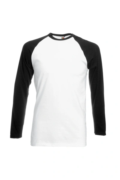 Fruit Of The Loom Mens Long Sleeve Baseball T-shirt (white/black)