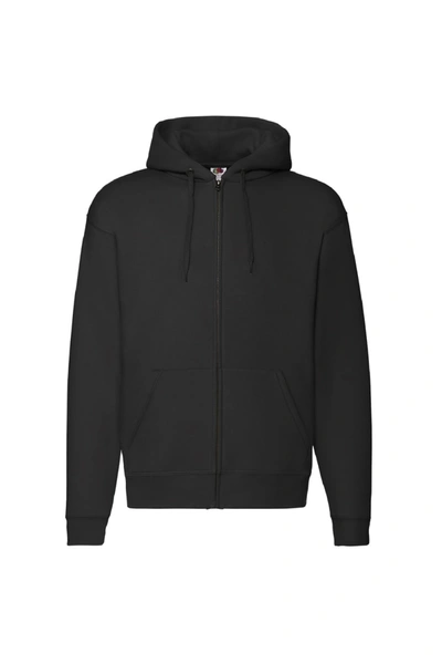 Fruit Of The Loom Mens Zip Through Hooded Sweatshirt / Hoodie In Black