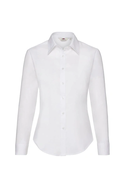 Fruit Of The Loom Ladies Lady-fit Long Sleeve Oxford Shirt (white)