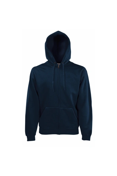 Fruit Of The Loom Mens Premium 70/30 Hooded Zip-up Sweatshirt / Hoodie (deep Navy) In Blue