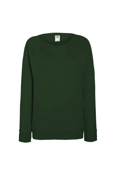 Fruit Of The Loom Ladies Fitted Lightweight Raglan Sweatshirt (240 Gsm) In Green