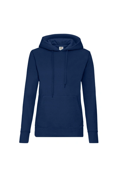 Fruit Of The Loom Ladies Lady Fit Hooded Sweatshirt / Hoodie In Blue