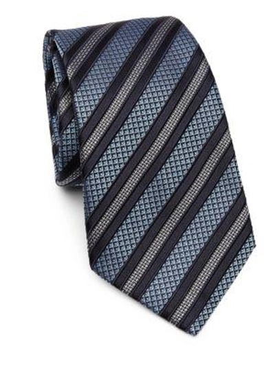 Ermenegildo Zegna Diagonally Stripe Silk Classic Tie In Blue