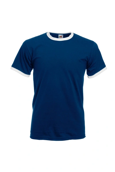 Fruit Of The Loom Mens Ringer Short Sleeve T-shirt (navy/white) In Blue