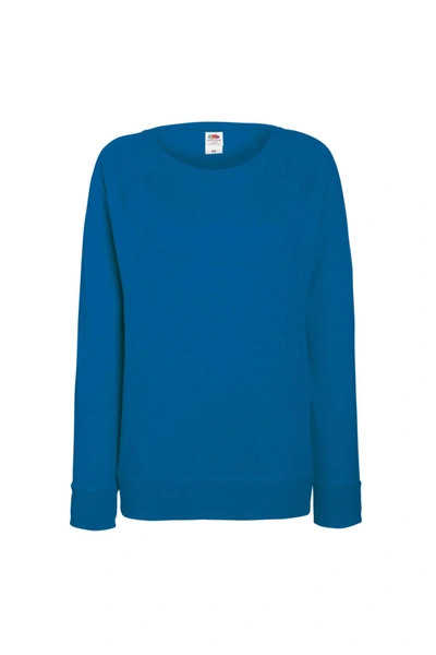 Fruit Of The Loom Ladies Fitted Lightweight Raglan Sweatshirt (240 Gsm) In Blue
