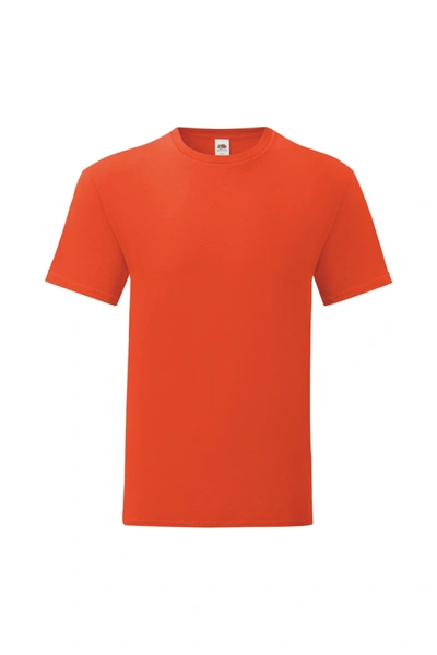 Fruit Of The Loom Mens Iconic T-shirt (pack Of 5) (flame Orange)