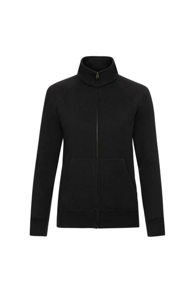 Fruit Of The Loom Ladies/womens Lady-fit Sweatshirt Jacket (black)