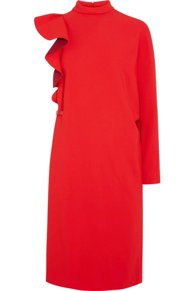 Givenchy Asymmetric Ruffled Stretch-cady Tunic In Rosso