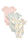 Nordstrom Babies' 3-pack Bodysuits In Floral Pack