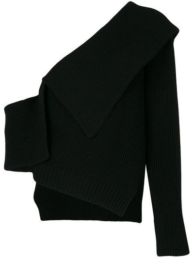 Burberry One Shoulder Knit Sweater - Black