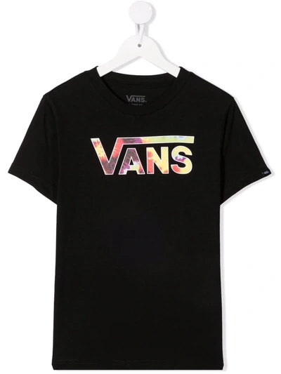 Vans Kids' Classic Logo Graphic Tee In Black-spiral Tie Dye