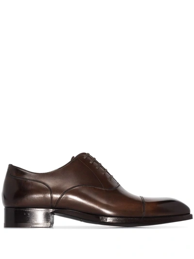 Tom Ford Brown Elkan Leather Oxford Shoes