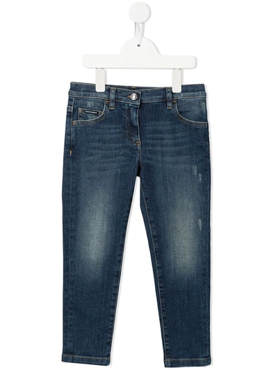 Dolce & Gabbana Kids' Distressed Skinny-fit Jeans In Blue