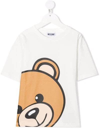 Moschino White T-shirt For Kids With Teddy Bear