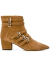 Tabitha Simmons Buckled Pointed Boots In Brown