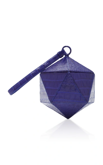 Nancy Gonzalez Hexagon Crocodile Clutch In Blue