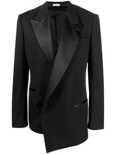 Alexander Mcqueen Wool Tuxedo Blazer In Black