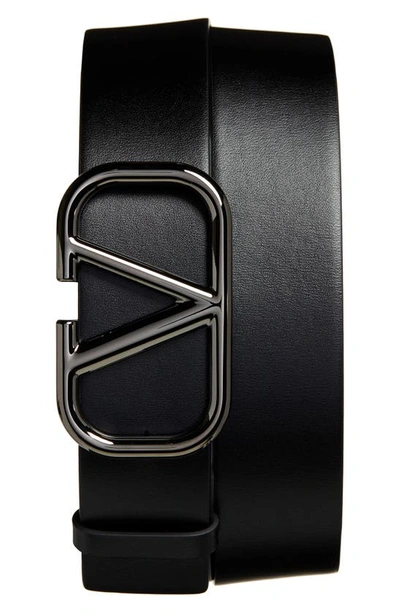 Valentino Garavani Vlogo Signature Leather Belt In Black